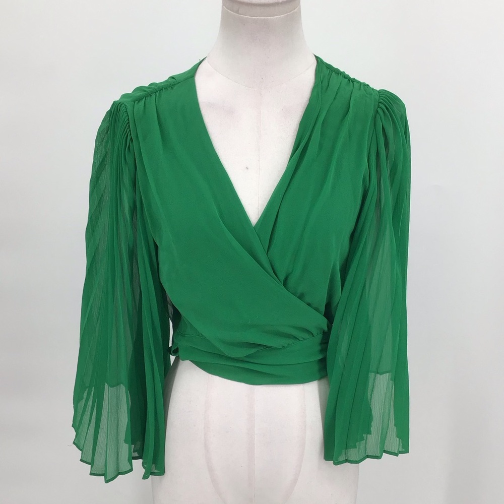 Alice + Olivia Green Wrap Top